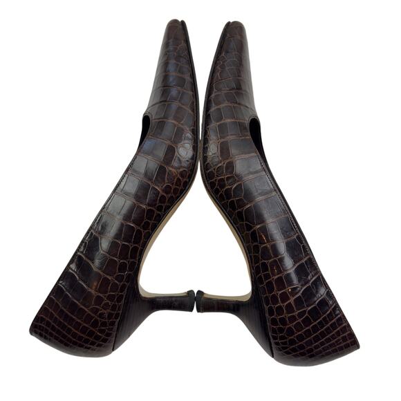 Pancaldi Made in Italy Croc Embossed Leather Classic Timeless Pumps Women's 6 - Picture 7 of 9